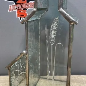 Leaded Glass Grain Elevator w/Glass Wheat Stalk.