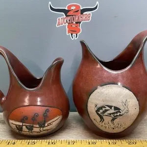 2 Pottery Pitchers 5" & 6"H. Donated by Judi