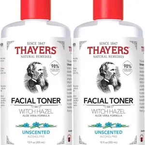 2 New THAYERS Alcohol-Free, Hydrating, Unscented Witch Hazel Facial Toner with Aloe Vera Formula, Suitable for All Skin Types, Even Sensitive, Dermato