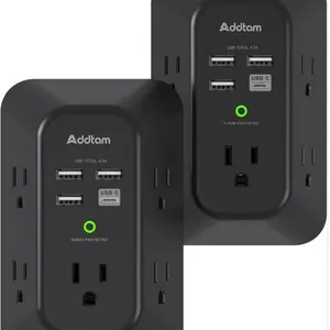 Addtam USB Wall Charger with Multi Outlet Extender, 2 Pack