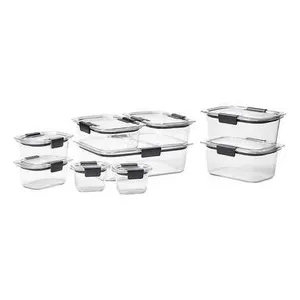 Rubbermaid Brilliance Glass Food Storage Containers, Set of 9 Food Containers with Lids (18 Pieces T