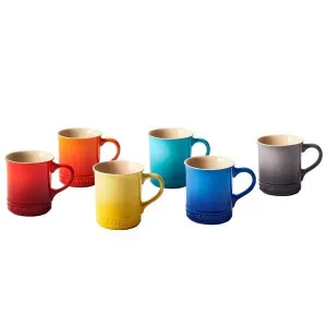 Le Creuset Stoneware Mugs Set of 6 – 400 ml (14 fl. oz) Each