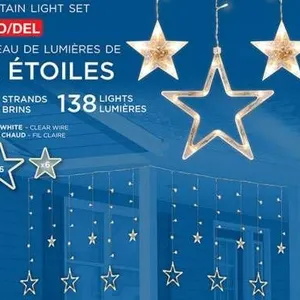 LED Star Curtain Lights Warm White, 10-Star Set