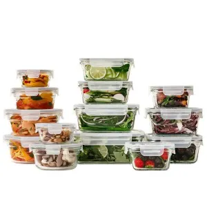 Glasslock 28-Piece Clear Glass Food Storage Container Set