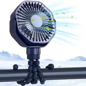 New Lerat Mini Portable Stroller Fan, Battery Operated Flexible Tripod Clip On Fan, Detachable 3 Speeds Rechargeable 360° Rotate Handheld Personal Fan