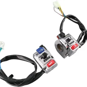 New 12V DC Motorcycle Control Switch (Left & Right), 1 Pair Universal 7/8inch Motorcycle Handlebar Horn Turn Light Start Control Switch Plastic + 