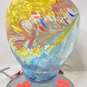 New Rezipo Hummingbird Feeder with Perch - Hand Blown Glass - 32 Fluid Ounces Blue Hummingbird Nectar Capacity Including Hanging Wires and Moat Hook 9