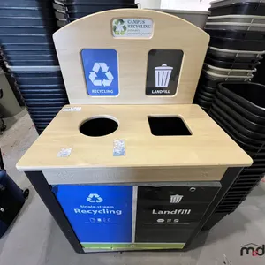 Wood-Top 2-Compartment Steel Disposal Bin
 UNRESERVED