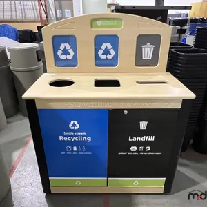 Wood-Top 3-Compartment Steel Disposal Bin
 UNRESERVED