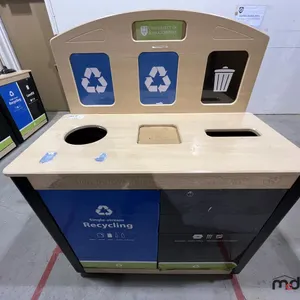 Wood-Top 3-Compartment Steel Disposal Bin
 UNRESERVED