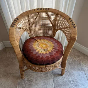 Wicker Rattan Chair & Cushion