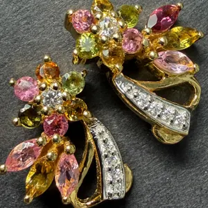GP SILVER (3G), TOURMALINE/CITRINE/CZ (~2CT) EARRINGS, SUGGESTED RETAIL VALUE $300