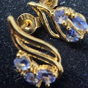 SILVER (2G), TANZANITE (0.8CT)GOLD-PLATED EARRINGS, SUGGESTED RETAIL VALUE $200