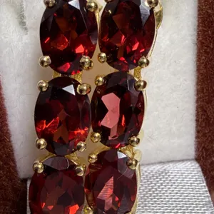 SILVER (3.5G), GARNET (6CT)GOLD-PLATED EARRINGS, SUGGESTED RETAIL VALUE $300