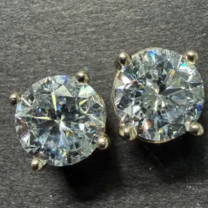 10K LAB DIAMOND (2.04CT)EARRINGS SLIGHT BLUE HUE, APPRAISED INSURANCE VALUE $2000