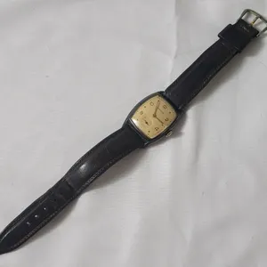 Vintage Tavannes Manual Wind Wristwatch with Sub-Second Dial & Leather Band , 10kt Apex Gold Filled . 25 Years of Service at The Steel Co. of Cana