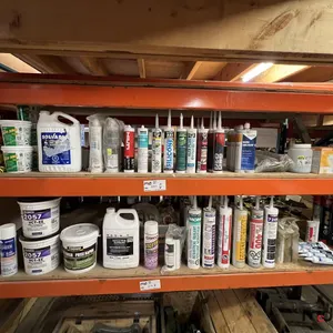 Shelf of Assorted Chemical, Caulking, Light Bulbs, Safety Tape & More (Shelving Not Included)
 UNRESERVED
