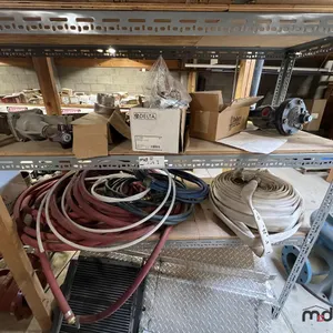 Shelf of Assorted Hose, Pump Parts, Checker Plate Angled Steel & More (Shelving Not Included)
 UNRESERVED