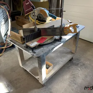 Wooden Cart w/ Makita Saw & Stanley Mitre Box Saw
 UNRESERVED