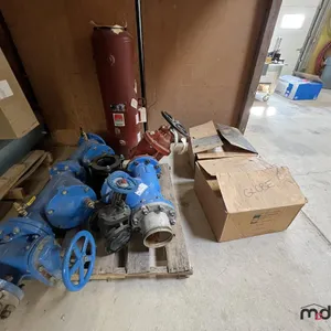 Pallet of Assorted Pump Parts, (2) Boxes of Pipe Couplings & Pressure Tank
 UNRESERVED
