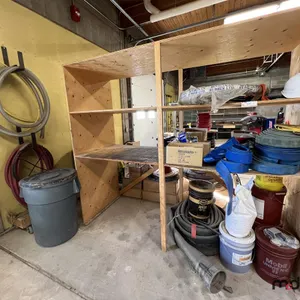 Shelf w/ Assorted Hose, Bag of Absorbent, Hardware & Pails of Oil (Shelving Not Included)
 UNRESERVED