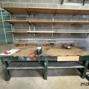 Workbench w/ Vise & Mounted Shelving
 UNRESERVED