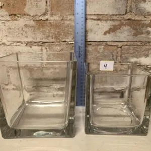 2 heavy glass square planters