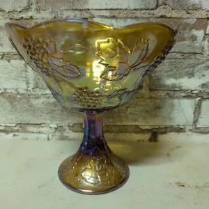 Carnival glass vintage compote