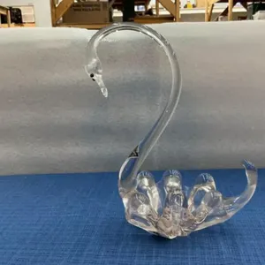 ALTA GLASS SWAN CANDY DISH - SLIGHT PINK COLOR - HAS STICKER
