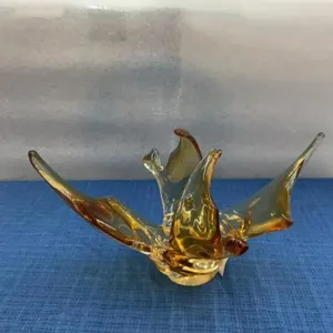 AMBER COLORED HEAVY GLASS DECOR PIECE