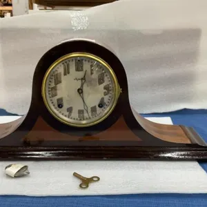 VINTAGE MANTEL CLOCK - WITH KEY AND PENDULUM