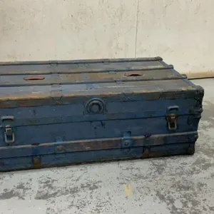 WOOD & METAL TRUNK W/ WOOD & METAL STRAPPING