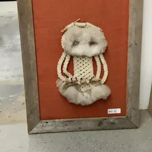 MACRAME OWL ON BARNWOOD FRAME