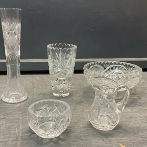 COLLECTION OF  CRYSTAL PIECES - CREAM & SUGAR, FOOTED BOWL, VASES