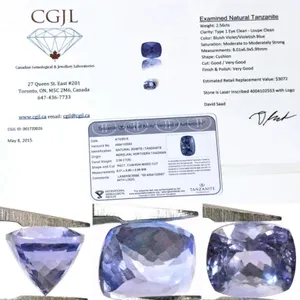 Natural Tanzanite, 2.56 cts, Rectangle Cushion Mixed Cut. 8.01 × 6.90 × 5.99mm, Laser Enscribed, With 10+ Year Old Appraisal, Estimated Replacement Va