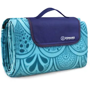 ZOMAKE Foldable Outdoor Picnic Blanket with Water-Resistant Backing in teal
