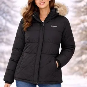 Columbia Sportswear Company Black XXL Jacket with Fur-Trimmed Hood