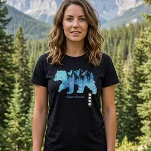 Gildan Heavy Cotton Short Sleeve T-Shirt with Bear and Mountain Design