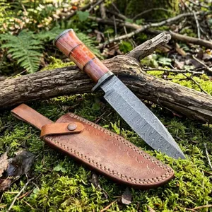 BK-3004 Handmade Damascus Knife with Damascus Guard and Pommel