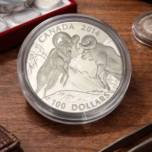 2014 Canada $100 Fine .999 Silver Coin – Rocky Mountain Bighorn Sheep