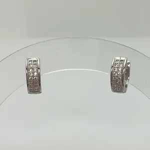 Sterling Silver Moissanite Hoop Earrings