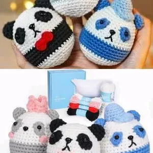 New ZZ00011 CROCHET BOX Crochet Kit for Beginners - 3 PCS Pandas Crochet Kit, Learn to Crochet, Include Step-by-Step Video, Tools, Starter Crochet Kit