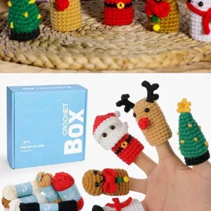 New NRCA-ZZ00260 CROCHET BOX Christmas Crochet Kit for Beginners - Christmas Finger Puppets Toys Crochet Kit, Starter Kintting, Include Step-by-Step V