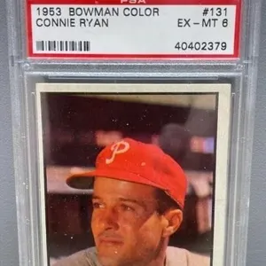 1953 GRADED 6 Connie Ryan Bowman Colour Baseball