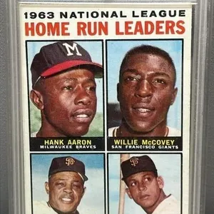 1963 Home Run Leaders TOPPS Baseball Card. Aaron,
