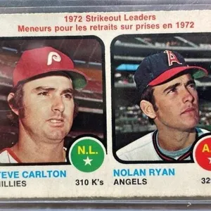 1972 Strikeout Leaders Baseball Card - Carlton &