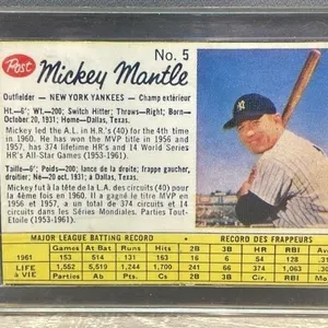 1961 Post Mickey Mantle Baseball Cutout. *DC