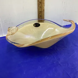 VINTAGE MURANO “WHITE CRISTAL” DECORATIVE GLASS BOWL