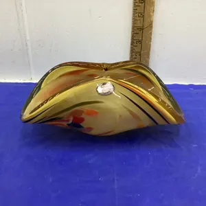 VINTAGE MURANO “WHITE CRISTAL” DECORATIVE GLASS DISH