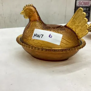 VINTAGE AMBER COLOUR CHICKEN CANDY DISH